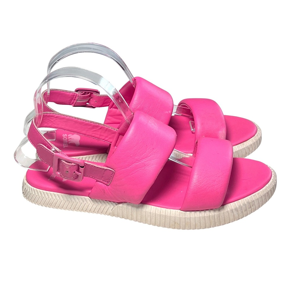 Sorel ONA Streetworks Go To Sandal Womens 9 Hot Pink Padded Leather Platform - Picture 5 of 15